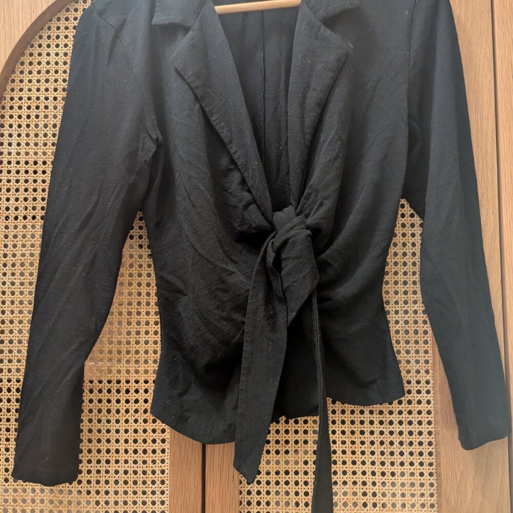 Club Monaco black knit wrap top | Size Small